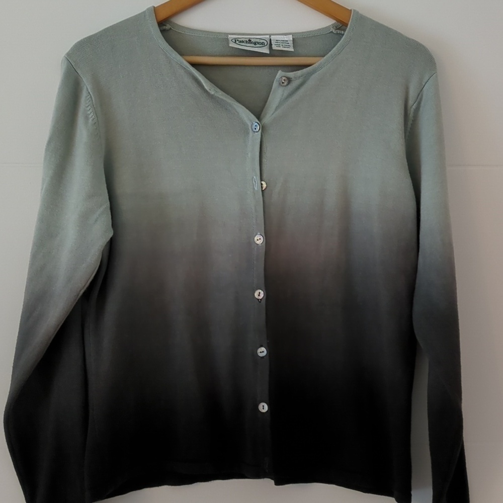 Patchington Ombre Button Down Normcore Career Office Teacher Cardigan Sz M